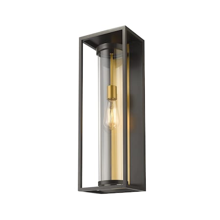 Z-Lite Dunbroch 1 Light Outdoor Wall Sconce, Deep Bronze + Outdoor Brass & Clear 584B-DBZ-OBS